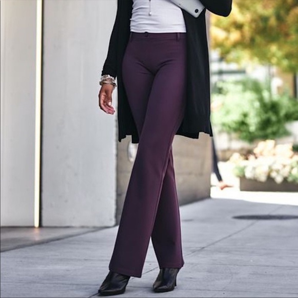 Betabrand 7-Pocket Dress Pant Yoga Pants Bootcut (Dark Orchid)